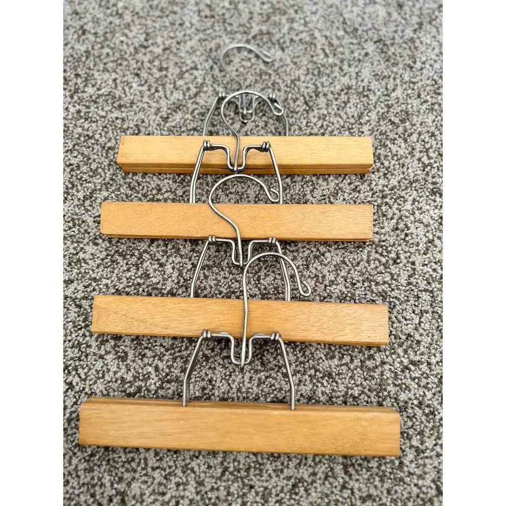 Vintage Wooden Clamp Pant Closet Hangers - Lot of 7